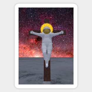 Crucified Astronaut with Halo Sticker